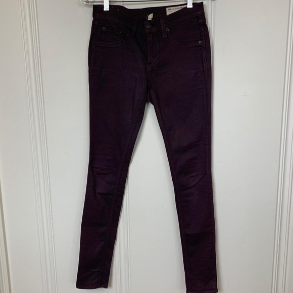 Rag & Bone Maroon Skinny Jeans Size 25 - Picture 4 of 4